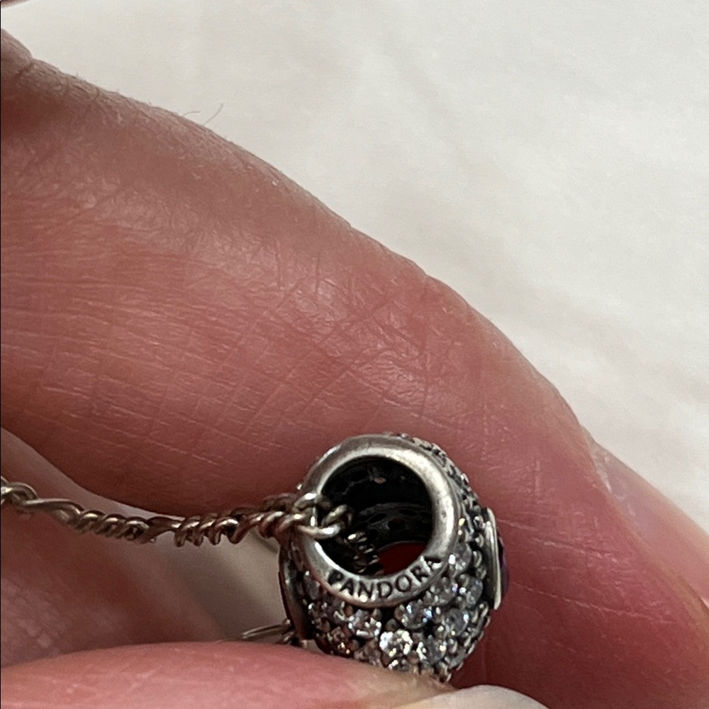 PANDORA SS red HEART and clear crystal pendant (spacer charm). NWOT. - Picture 8 of 8